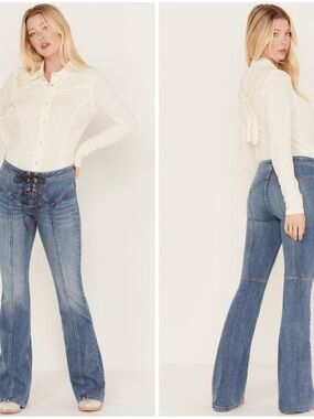 Idyllwind Copper Ridge Low Rise Lace Up Flare Jeans- Boho Western